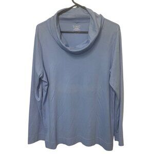 L.L.Bean Womens Supima Cotton Cowl Neck Long Sleeve Top XL Blue Comfort Outdoors